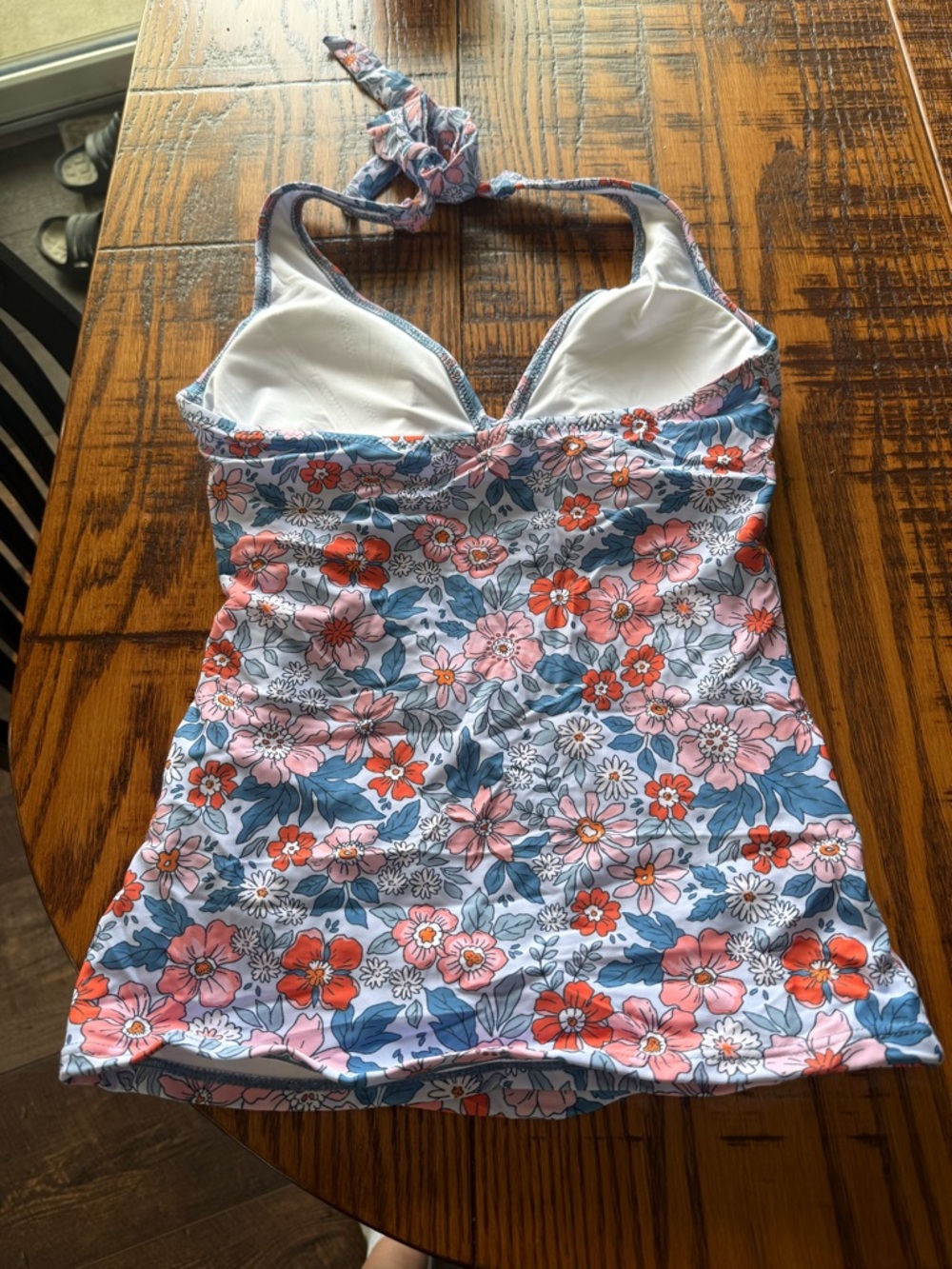 Floral Tankini Top and Blue High-Waist Bottoms - Blue Floral - Picture 3 of 3